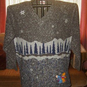 Vintage Authentic Disney Store Pooh & Eeyore Grey Sweater,  Women Size Medium